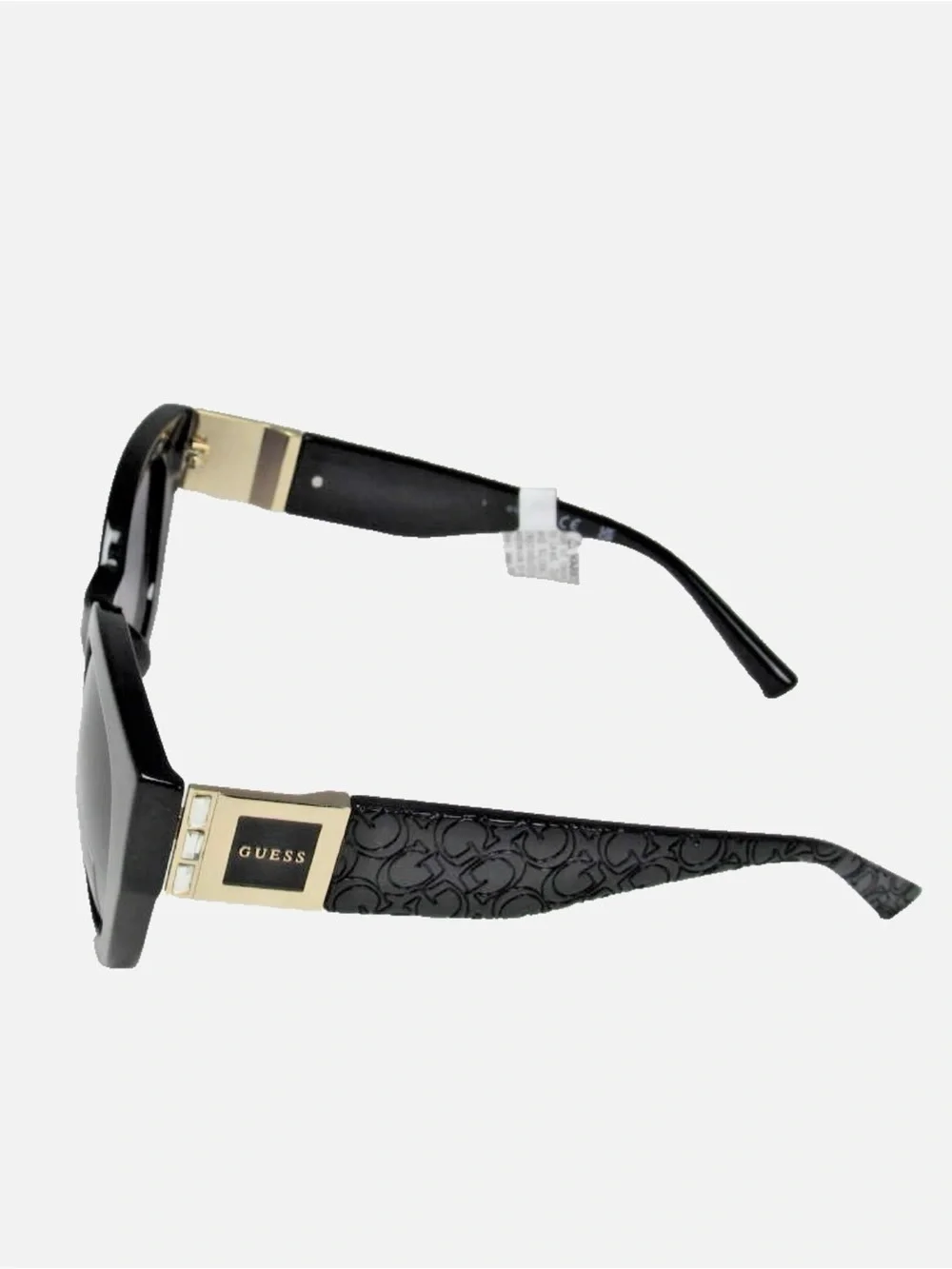 GUESS Black Oversized Cat-Eye Sunglasses with Logo Temples